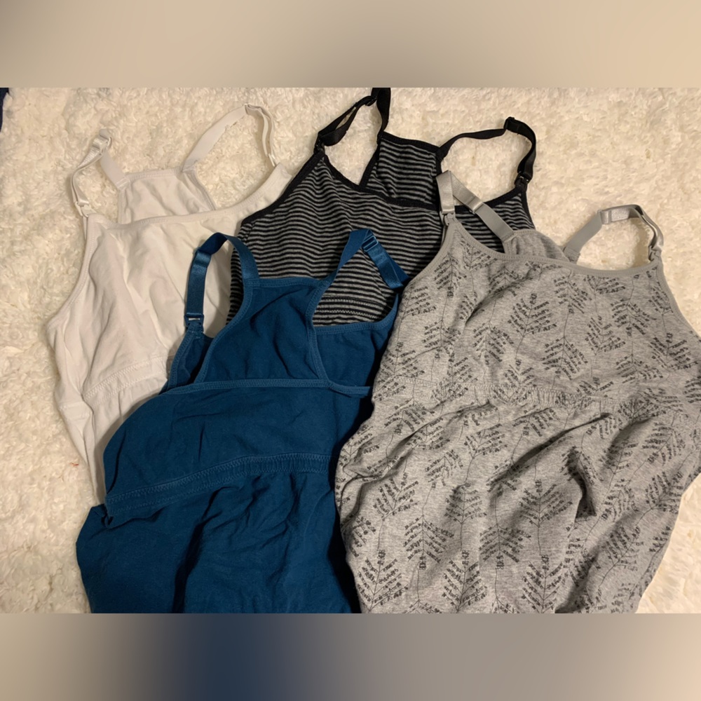 Set of 4 racer back nursing / maternity tank tops